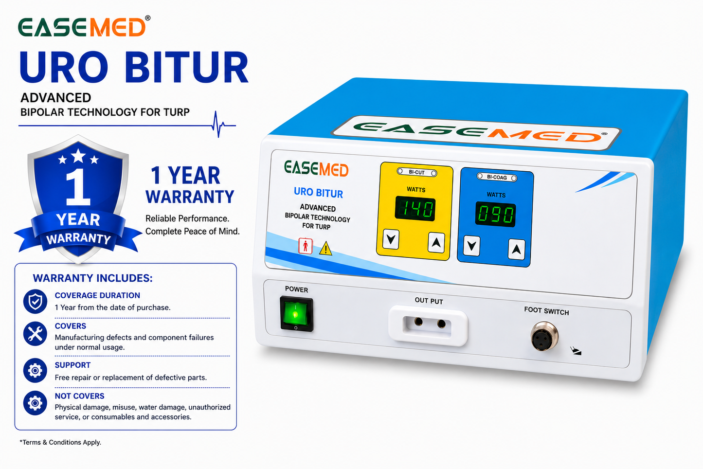EASEMED URO BITUR Bipolar TURP Electrosurgical Generator | Urology ESU - Vishal Surgical Co