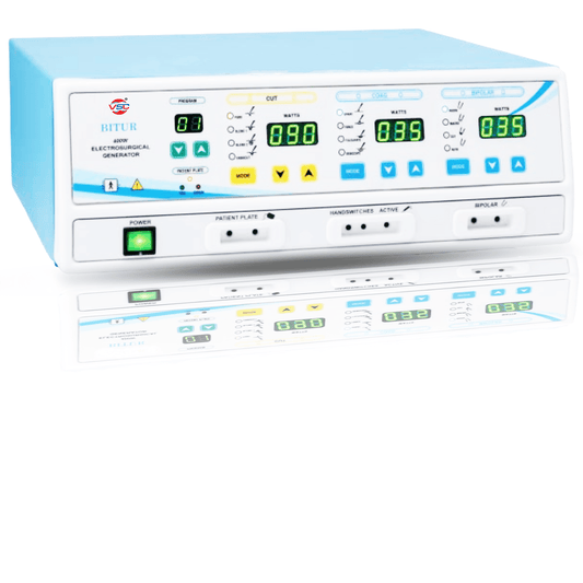 BITUR + CAUTERY Saline Bipolar TURP system featuring a 400W electrosurgical generator, designed for transurethral resection of the prostate with precision and safety in saline environments.