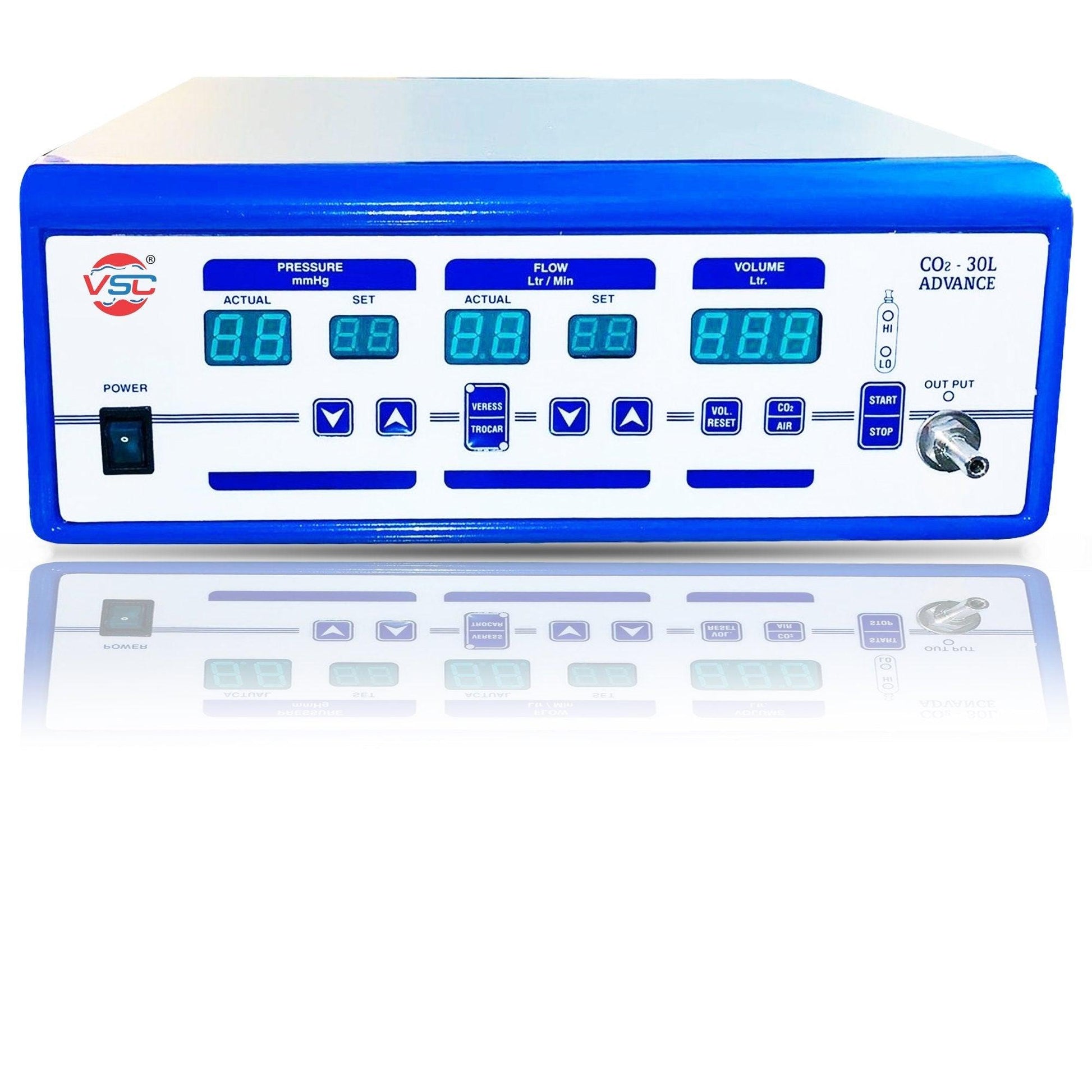 30L high-flow CO2 insufflator for laparoscopic surgery, designed to provide optimal insufflation pressure and flow for enhanced visibility and precision during minimally invasive procedures