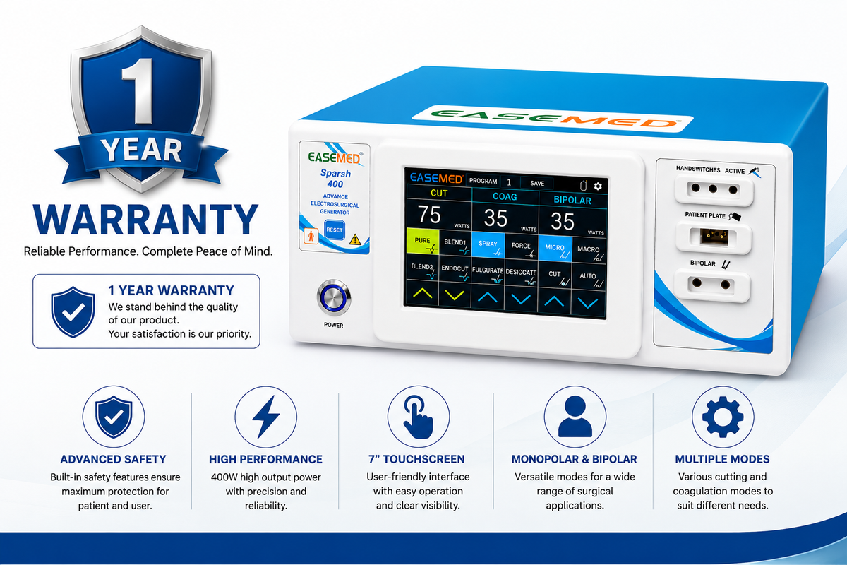 EASEMED Sparsh 400W Electrosurgical Generator | 7" Touchscreen Monopolar & Bipolar ESU - Vishal Surgical Co