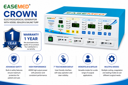 EASEMED CROWN 400W Electrosurgical Generator | Monopolar, Bipolar, Vessel Sealer & Saline TURP System - Vishal Surgical Co