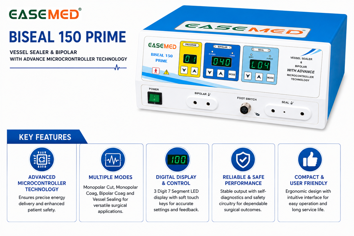 EASEMED Biseal 150 Prime Vessel Sealer & Bipolar Electrosurgical Generator | 150W - Vishal Surgical Co