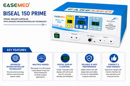 EASEMED Biseal 150 Prime Vessel Sealer & Bipolar Electrosurgical Generator | 150W - Vishal Surgical Co
