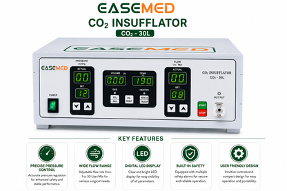 EASEMED CO₂ Insufflator 30L with Inbuilt Gas Warmer | Digital Laparoscopic CO₂ Insufflation System | 1–30 L/min Medical Insufflator With Air Mode - Vishal Surgical Co