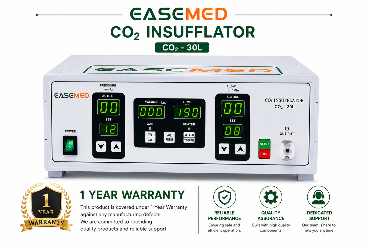 EASEMED CO₂ Insufflator 30L with Inbuilt Gas Warmer | Digital Laparoscopic CO₂ Insufflation System | 1–30 L/min Medical Insufflator With Air Mode - Vishal Surgical Co