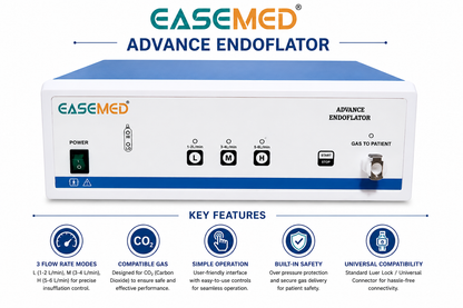 EASEMED Advance Endoflator CO₂ Insufflator with Inbuilt Gas Warmer | Microcontroller Controlled | 3 Flow Modes | Laparoscopic Endoscopic Insufflation Unit