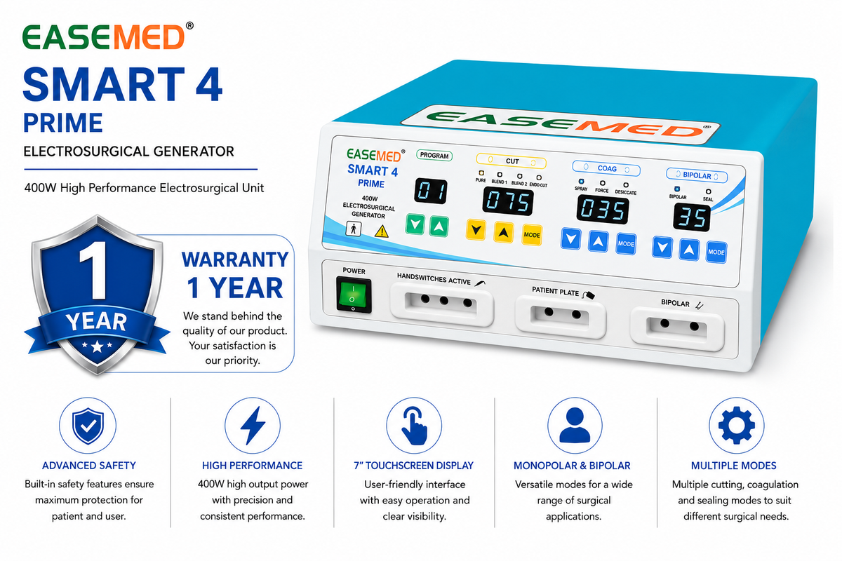 EASEMED Smart 4 Prime 400W Electrosurgical Generator | Programmable Monopolar & Bipolar ESU - Vishal Surgical Co