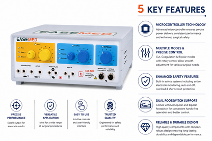 EASEMED SSE-TUR 400W Analog Electrosurgical Generator | Monopolar & Bipolar Cautery Machine - Vishal Surgical Co