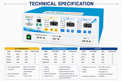 EASEMED Smart 4 Plus 400W Digital Electrosurgical Generator | Monopolar & Bipolar ESU - Vishal Surgical Co