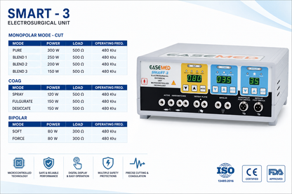EASEMED Smart 3 300W Digital Electrosurgical Generator | Monopolar & Bipolar ESU - Vishal Surgical Co