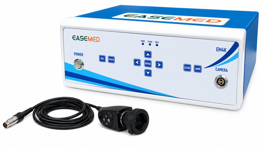 EASEMED EM4K 4K UHD Endoscopy & Laparoscopy Camera System with 1/2.8-inch CMOS camera head, Ultra HD 3840×2160 resolution, HDMI output, photo and video recording for minimally invasive surgery.