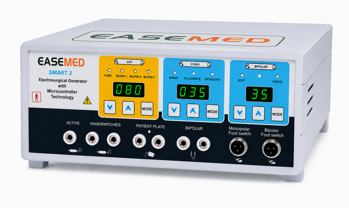 EASEMED Smart 3 300W digital electrosurgical generator with LED display and monopolar bipolar controls.