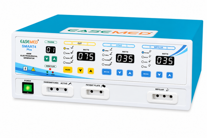 EASEMED Smart4 Plus 400W digital electrosurgical generator front view with LED display and monopolar bipolar controls.