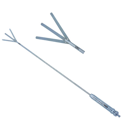 5mm laparoscopic fan retractor with 3 blades, designed for optimal tissue retraction, improving visibility and access during minimally invasive surgeries with enhanced control and precision.