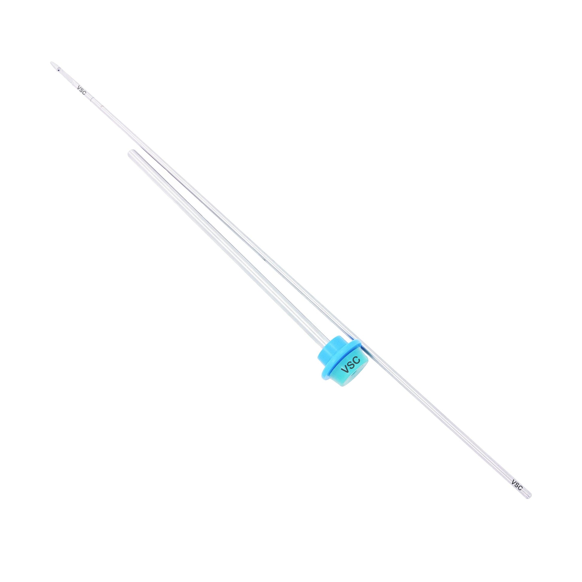 "5mm laparoscopic knot pusher with reducer, designed for efficient knot tying and securing during minimally invasive surgeries, featuring a reducer for seamless compatibility with various instrument sizes