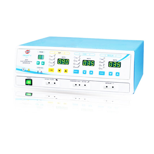 Smart 4 Plus Advance Cautery Machine 400Watt Electrosurgical Generator, designed for precise and efficient tissue cutting and coagulation during surgeries, offering advanced features and reliable performance in electrosurgery.