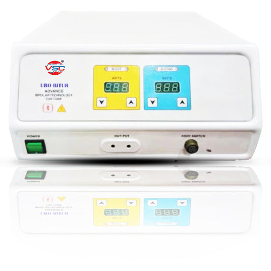 URO BITUR Advance Bipolar Cautery Machine designed for Saline TURP procedures, providing precise tissue cutting and coagulation with advanced bipolar technology, ensuring safe and effective electrosurgical performance.