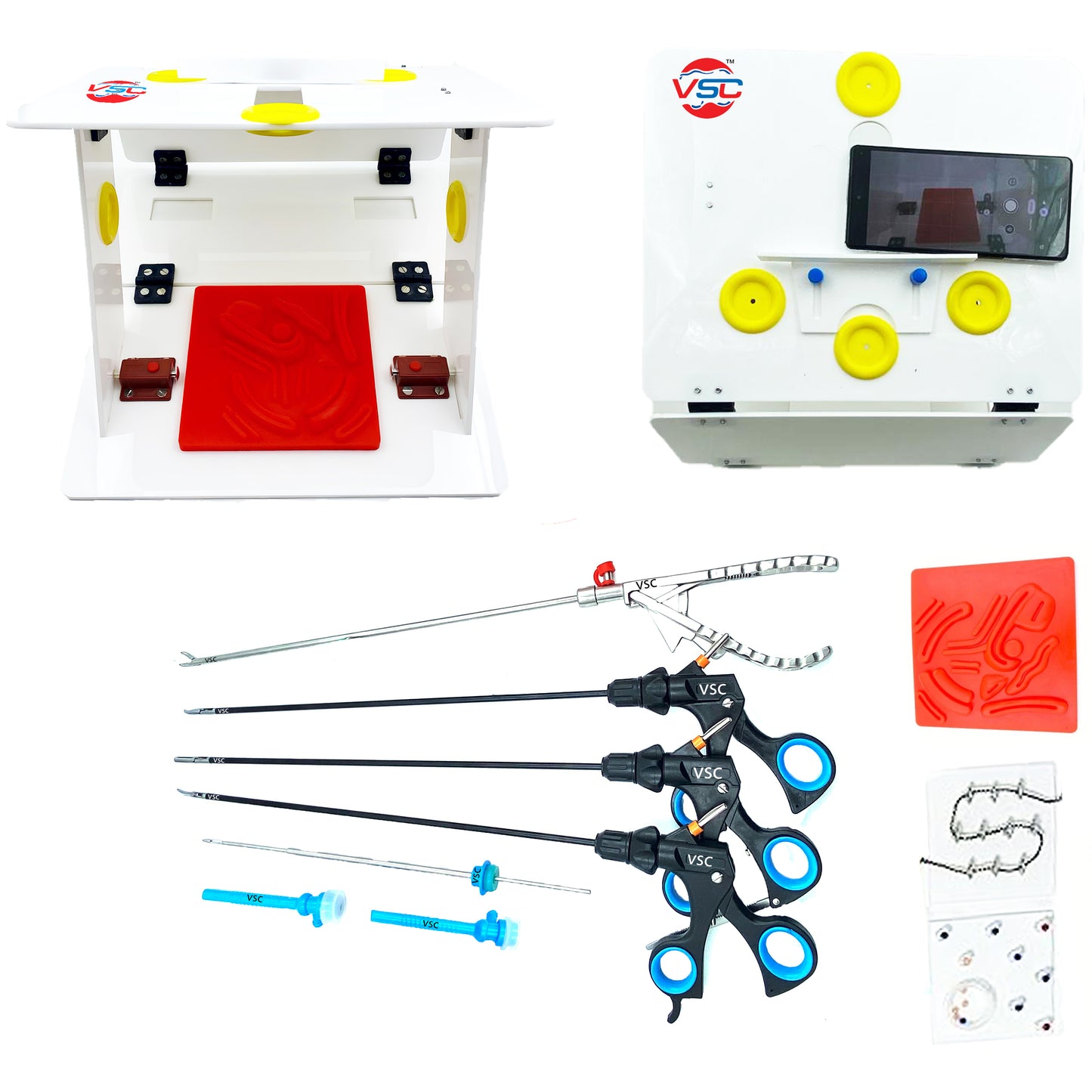 Learn laparoscopic procedures with the VSC Android Shape Endotrainer. Perfect for medical students and residents. Compatible with PC, mobile, and TV.