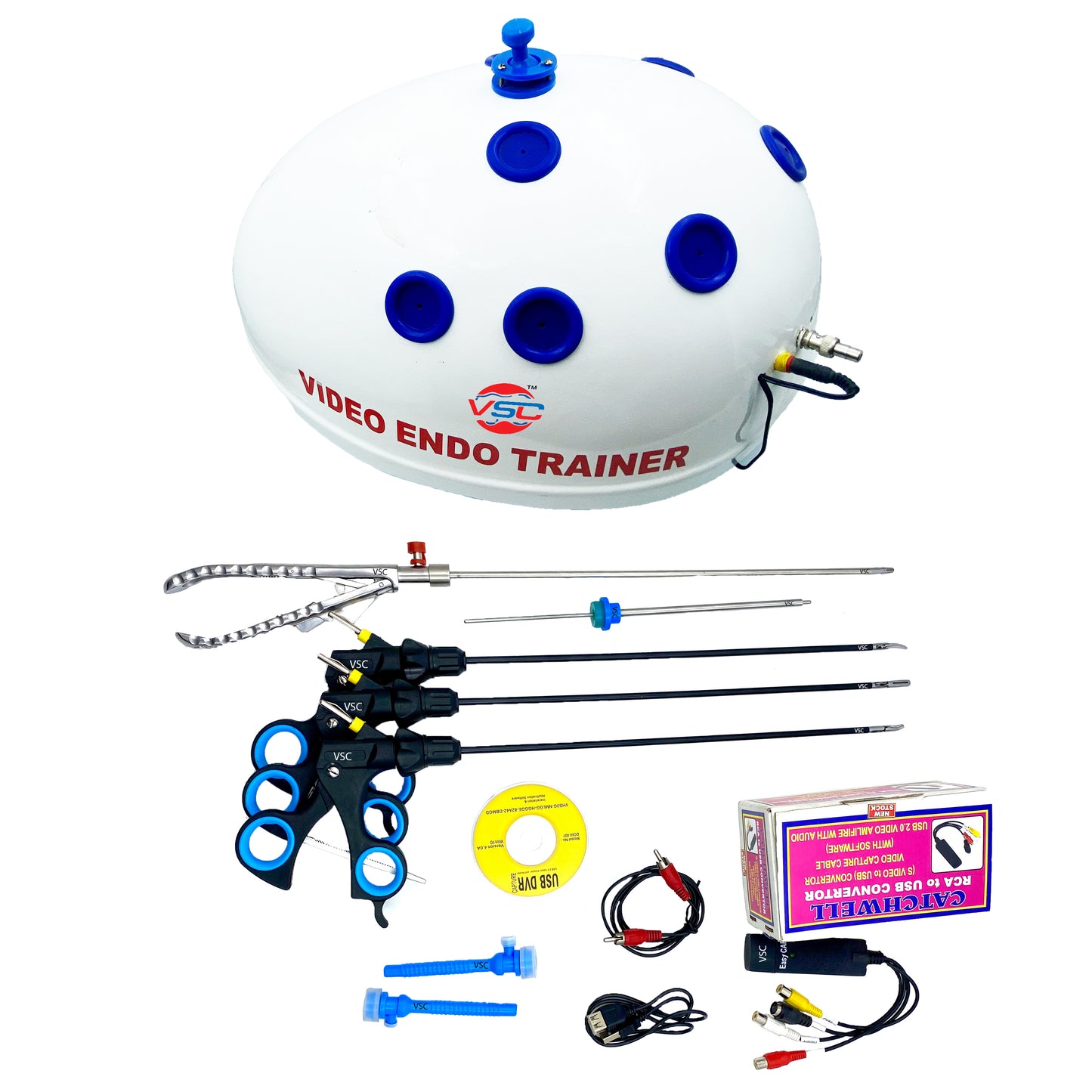 Practice laparoscopic skills with the VSC Oval Shape Endotrainer. Perfect for suturing, knot-tying & cutting. Compatible with mobile, PC, and TV.