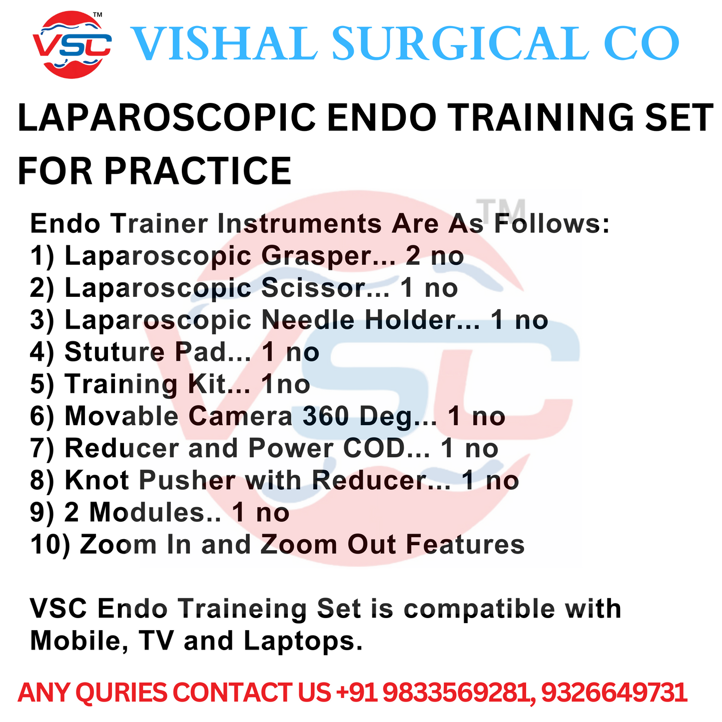 Laparoscopic Endotrainer Set Simulator Box Training Kit - Vishal Surgical Co